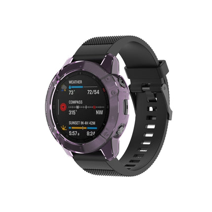 For Garmin Fenix 6 / 6 Pro Smart Watch Half Coverage TPU Protective Case(Transparent Purple)-garmade.com