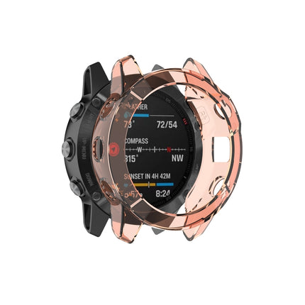 For Garmin Fenix 6 / 6 Pro Smart Watch Half Coverage TPU Protective Case(Transparent Orange)-garmade.com