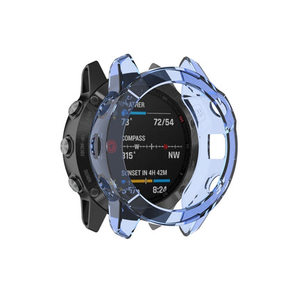 For Garmin Fenix 6 / 6 Pro Smart Watch Half Coverage TPU Protective Case(Transparent Blue)-garmade.com