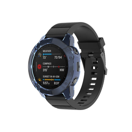 For Garmin Fenix 6 / 6 Pro Smart Watch Half Coverage TPU Protective Case(Transparent Blue)-garmade.com