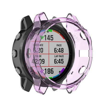 For Garmin Fenix 6S / 6S Pro Smart Watch Half Coverage TPU Protective Case(Transparent Purple)-garmade.com