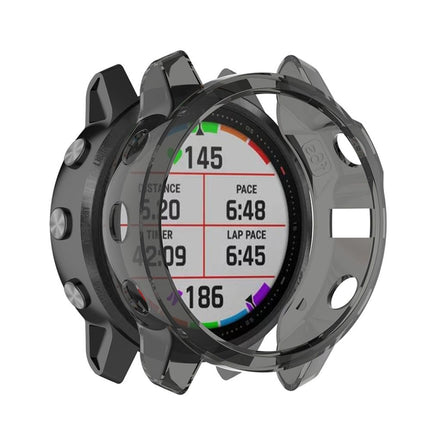 For Garmin Fenix 6S / 6S Pro Smart Watch Half Coverage TPU Protective Case(Transparent Black)-garmade.com