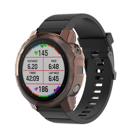 For Garmin Fenix 6S / 6S Pro Smart Watch Half Coverage TPU Protective Case(Transparent Orange)-garmade.com