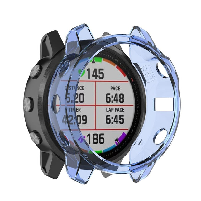 For Garmin Fenix 6S / 6S Pro Smart Watch Half Coverage TPU Protective Case(Transparent Blue)-garmade.com