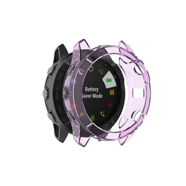 For Garmin Fenix 6X / 6X Pro Smart Watch Half Coverage TPU Protective Case(Transparent Purple)-garmade.com