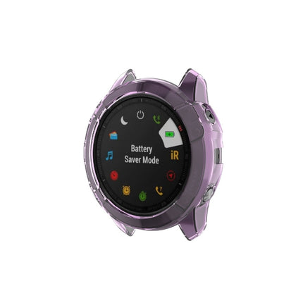 For Garmin Fenix 6X / 6X Pro Smart Watch Half Coverage TPU Protective Case(Transparent Purple)-garmade.com