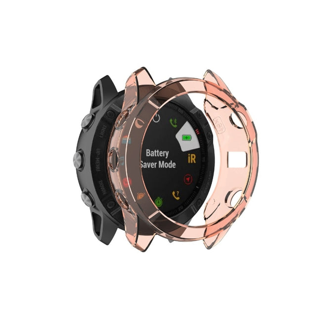For Garmin Fenix 6X / 6X Pro Smart Watch Half Coverage TPU Protective Case(Transparent Orange)-garmade.com