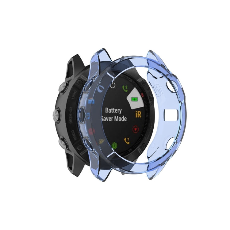 For Garmin Fenix 6X / 6X Pro Smart Watch Half Coverage TPU Protective Case(Transparent Blue)-garmade.com