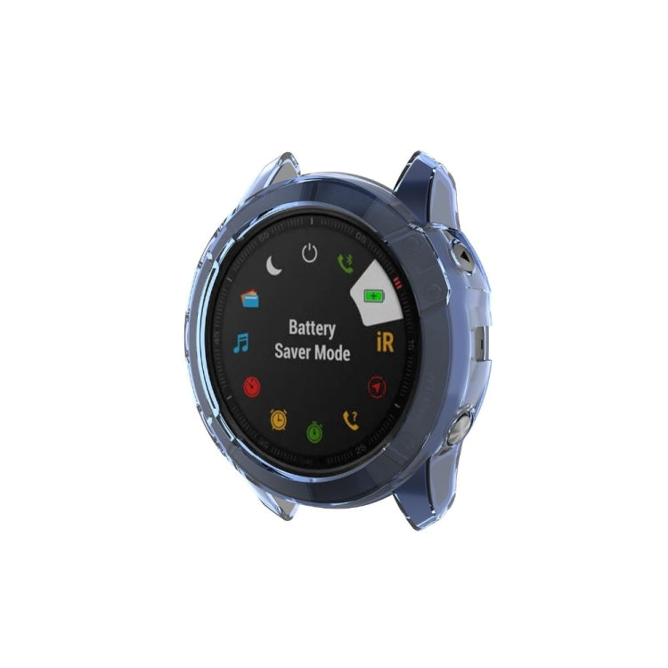 For Garmin Fenix 6X / 6X Pro Smart Watch Half Coverage TPU Protective Case(Transparent Blue)-garmade.com