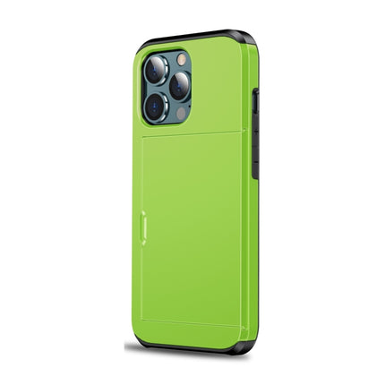 Shockproof Armor Protective Case with Slide Card Slot For iPhone 13 mini(Green)-garmade.com