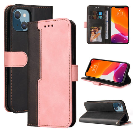 Business Stitching-Color Horizontal Flip PU Leather Case with Holder & Card Slots & Photo Frame For iPhone 13 mini (Pink)-garmade.com