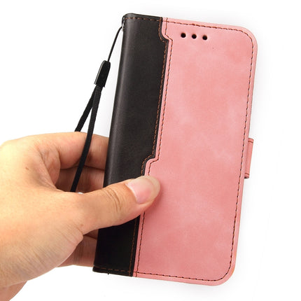 Business Stitching-Color Horizontal Flip PU Leather Case with Holder & Card Slots & Photo Frame For iPhone 13 mini (Pink)-garmade.com