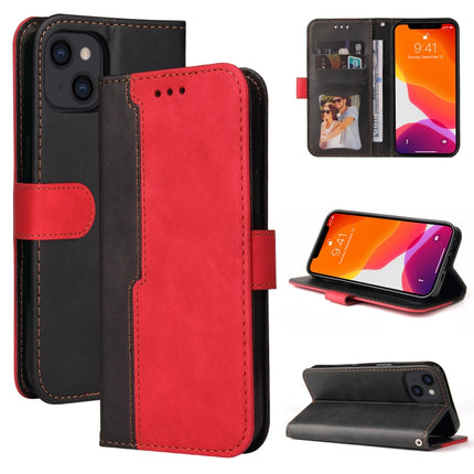 Business Stitching-Color Horizontal Flip PU Leather Case with Holder & Card Slots & Photo Frame For iPhone 13 (Red)-garmade.com