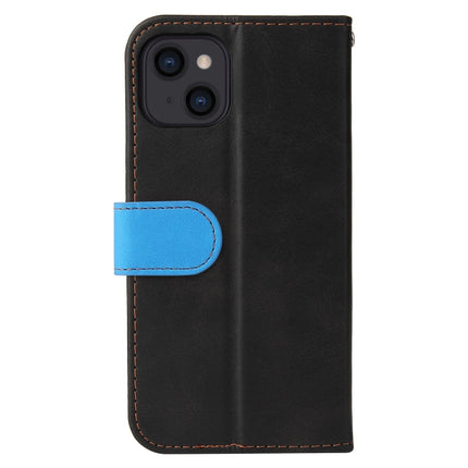 Business Stitching-Color Horizontal Flip PU Leather Case with Holder & Card Slots & Photo Frame For iPhone 13 (Blue)-garmade.com