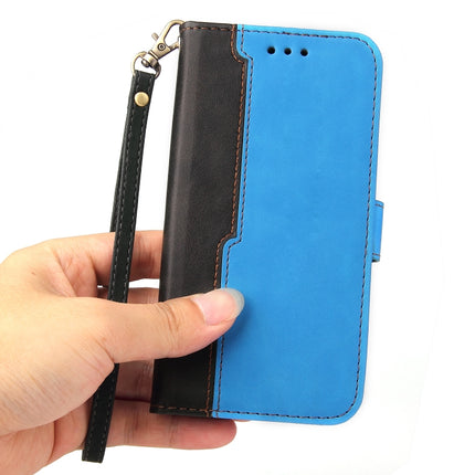 Business Stitching-Color Horizontal Flip PU Leather Case with Holder & Card Slots & Photo Frame For iPhone 13 (Blue)-garmade.com