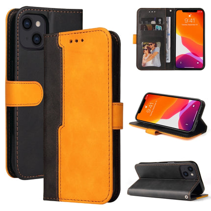 Business Stitching-Color Horizontal Flip PU Leather Case with Holder & Card Slots & Photo Frame For iPhone 13 (Orange)-garmade.com