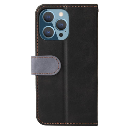 Business Stitching-Color Horizontal Flip PU Leather Case with Holder & Card Slots & Photo Frame For iPhone 13 Pro (Grey)-garmade.com