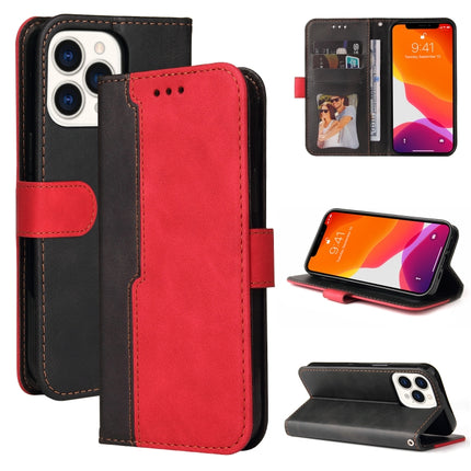Business Stitching-Color Horizontal Flip PU Leather Case with Holder & Card Slots & Photo Frame For iPhone 13 Pro Max (Red)-garmade.com