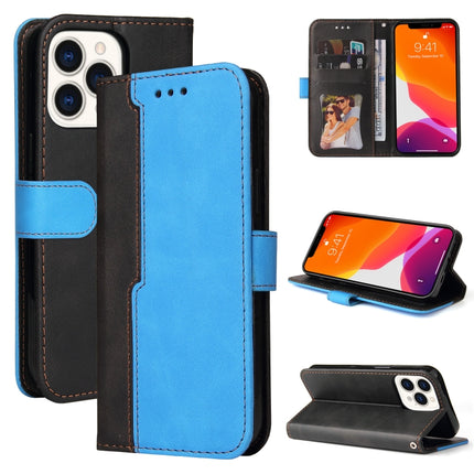Business Stitching-Color Horizontal Flip PU Leather Case with Holder & Card Slots & Photo Frame For iPhone 13 Pro Max (Blue)-garmade.com