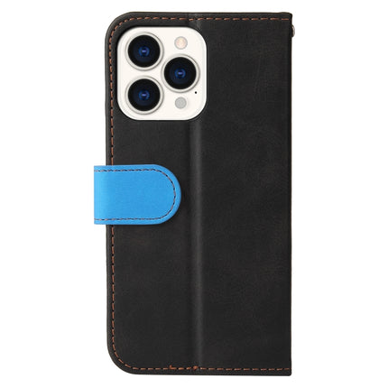 Business Stitching-Color Horizontal Flip PU Leather Case with Holder & Card Slots & Photo Frame For iPhone 13 Pro Max (Blue)-garmade.com