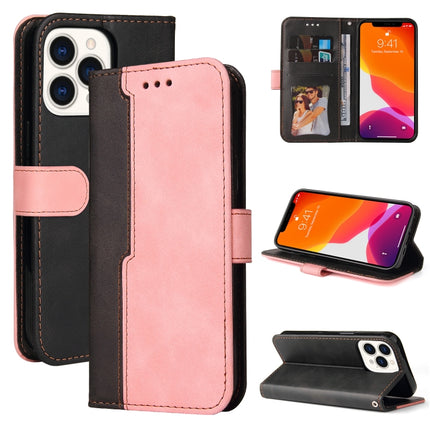 Business Stitching-Color Horizontal Flip PU Leather Case with Holder & Card Slots & Photo Frame For iPhone 13 Pro Max (Pink)-garmade.com