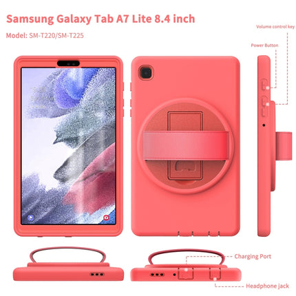 For Samsung Galaxy Tab A7 Lite 8.7 T220 360 Degree Rotation PC + TPU Protective Case with Holder & Hand-strap & Pen Slot(Pink)-garmade.com