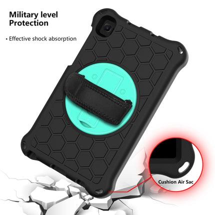 For Samsung Galaxy Tab A7 Lite 8.7 2021 T220 / T225 360 Degree Rotation Honeycomb Shockproof Silicone PC Protective Case with Holder & Shoulder Strap & Hand Strap(Black Mint Green)-garmade.com