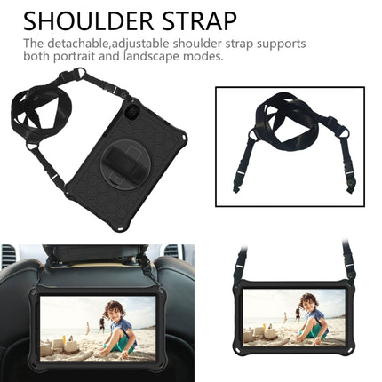 For Samsung Galaxy Tab A7 Lite 8.7 2021 T220 / T225 360 Degree Rotation Honeycomb Shockproof Silicone PC Protective Case with Holder & Shoulder Strap & Hand Strap(Black)-garmade.com