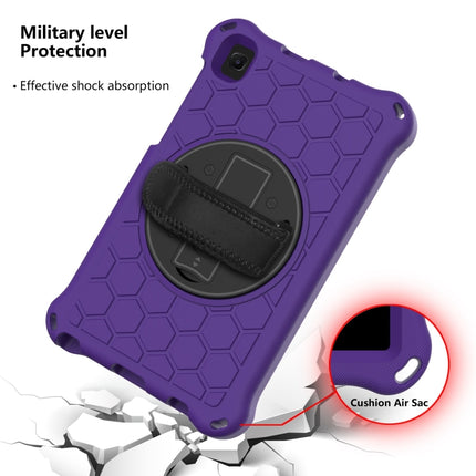 For Samsung Galaxy Tab A7 Lite 8.7 2021 T220 / T225 360 Degree Rotation Honeycomb Shockproof Silicone PC Protective Case with Holder & Shoulder Strap & Hand Strap(Purple Black)-garmade.com