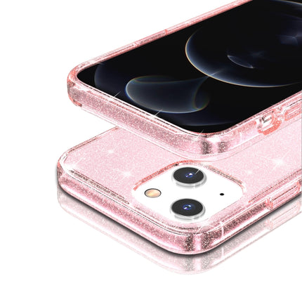 Shockproof Terminator Style Glitter Powder Protective Case For iPhone 13(Pink)-garmade.com