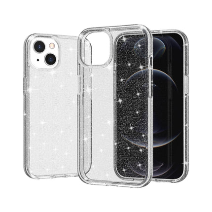 Shockproof Terminator Style Glitter Powder Protective Case For iPhone 13(White)-garmade.com