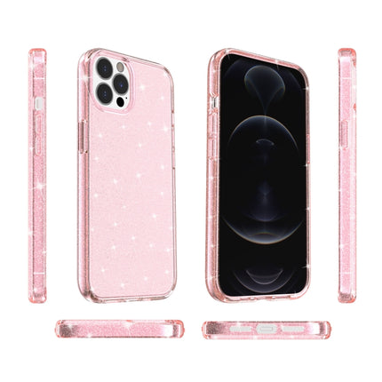 Shockproof Terminator Style Glitter Powder Protective Case For iPhone 13 Pro(Pink)-garmade.com