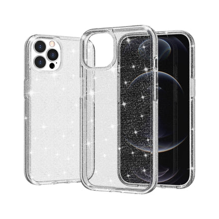 Shockproof Terminator Style Glitter Powder Protective Case For iPhone 13 Pro Max(White)-garmade.com