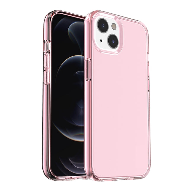 Shockproof Terminator Style Transparent Protective Case For iPhone 13 mini(Pink)-garmade.com