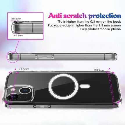 Magsafe Case Simple Magnetic Ring All-inclusive Clear Crystal Acrylic PC +TPU Shockproof Case For iPhone 13 mini(Transparent)-garmade.com