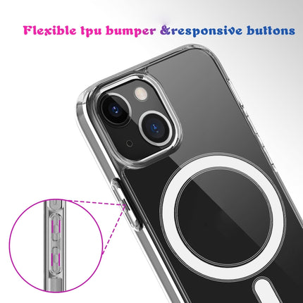Magsafe Case Simple Magnetic Ring All-inclusive Clear Crystal Acrylic PC +TPU Shockproof Case For iPhone 13 mini(Transparent)-garmade.com