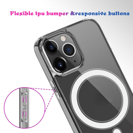 Magsafe Case Simple Magnetic Ring All-inclusive Clear Crystal Acrylic PC +TPU Shockproof Case For iPhone 13 Pro(Transparent)-garmade.com