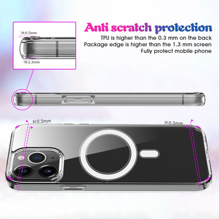 Magsafe Case Simple Magnetic Ring All-inclusive Clear Crystal Acrylic PC +TPU Shockproof Case For iPhone 13 Pro Max(Transparent)-garmade.com