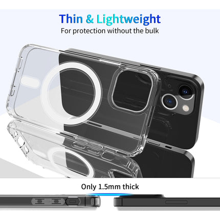 Magsafe Case Magnetic Ring Clear Crystal Acrylic +TPU Four-corner Airbag Shockproof Case For iPhone 13 mini(Transparent)-garmade.com