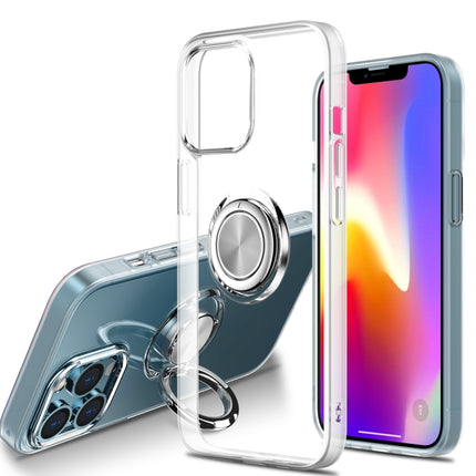 Shockproof Matte Transparent TPU Protective Case with Ring Holder For iPhone 13 Pro(White)-garmade.com