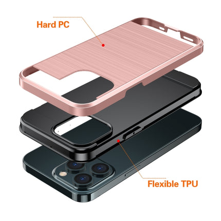 Brushed Texture Shockproof Protective Case For iPhone 13 Pro(Rose Gold)-garmade.com