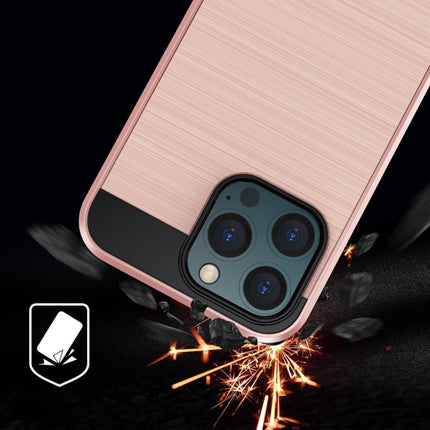 Brushed Texture Shockproof Protective Case For iPhone 13 Pro(Rose Gold)-garmade.com