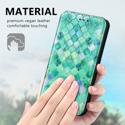 Colored Drawing Magnetic Horizontal Flip PU Leather Case with Holder & Card Slots & Wallet For iPhone 13 mini(Emerald Stone)-garmade.com