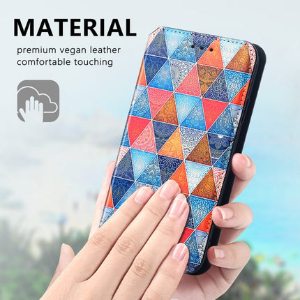 Colored Drawing Magnetic Horizontal Flip PU Leather Case with Holder & Card Slots & Wallet For iPhone 13 mini(Rhombus Mandala)-garmade.com