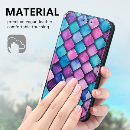 Colored Drawing Magnetic Horizontal Flip PU Leather Case with Holder & Card Slots & Wallet For iPhone 13 mini(Purple Scales)-garmade.com