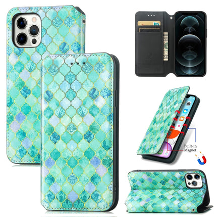 Colored Drawing Magnetic Horizontal Flip PU Leather Case with Holder & Card Slots & Wallet For iPhone 13(Emerald Stone)-garmade.com