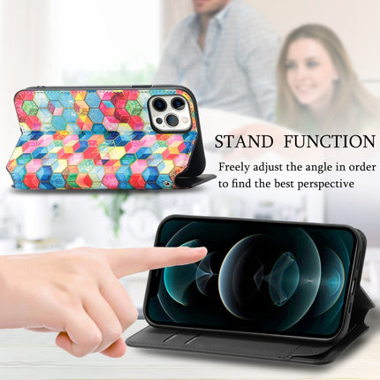 Colored Drawing Magnetic Horizontal Flip PU Leather Case with Holder & Card Slots & Wallet For iPhone 13(Magic Space)-garmade.com