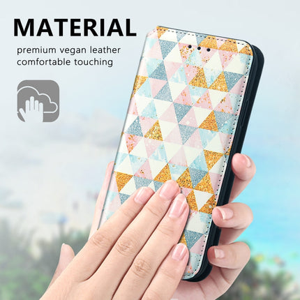 Colored Drawing Magnetic Horizontal Flip PU Leather Case with Holder & Card Slots & Wallet For iPhone 13(Nordic Rhombus)-garmade.com