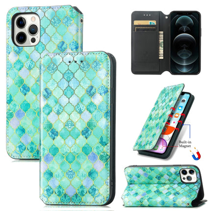Colored Drawing Magnetic Horizontal Flip PU Leather Case with Holder & Card Slots & Wallet For iPhone 13 Pro(Emerald Stone)-garmade.com
