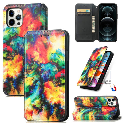 Colored Drawing Magnetic Horizontal Flip PU Leather Case with Holder & Card Slots & Wallet For iPhone 13 Pro(Color Cloud)-garmade.com